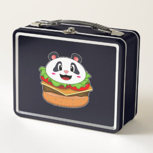 Panda mit Burger Metall Brotdose