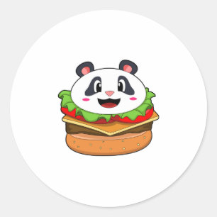 Panda mit Burger Runder Aufkleber