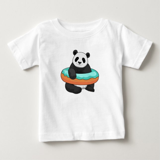 Panda mit Donut Baby T-shirt (Vorderseite)