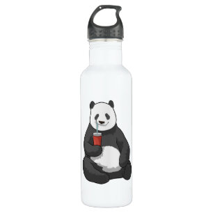 Panda mit Drink Edelstahlflasche