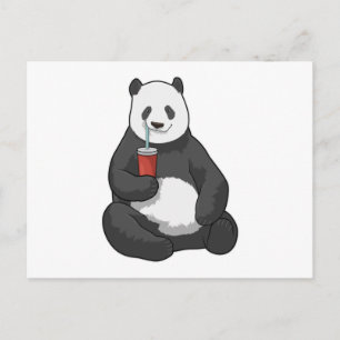Panda mit Drink Postkarte