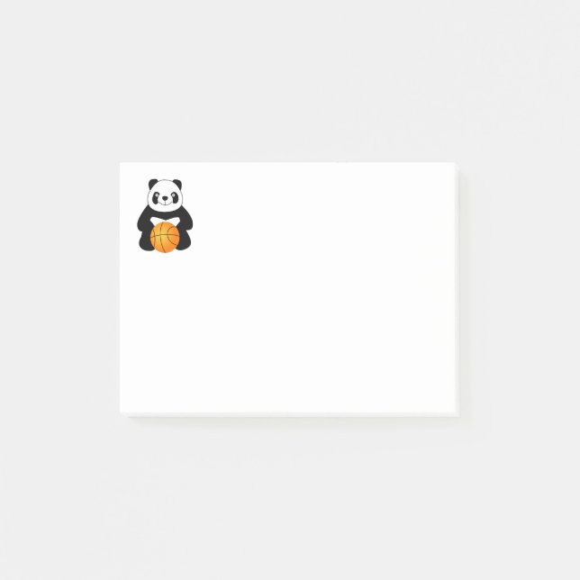 Panda mit einem Basketball Post-it Klebezettel (Vorderseite)