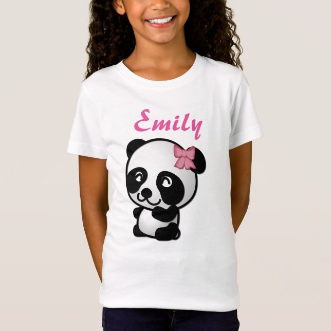 Panda mit einem rosa Bogen-Shirt T-Shirt (Vorderseite)