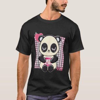 Panda mit Erdbeermilch T-Shirt