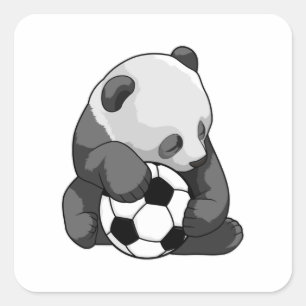 Panda mit Fußball Quadratischer Aufkleber