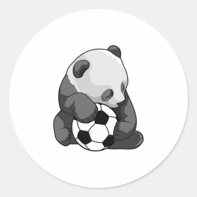 Panda mit Fußball Runder Aufkleber (Vorderseite)