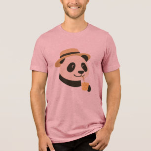Panda-mit-Getränk-Tri-Blend-T-Shirt Tri-Blend Shirt