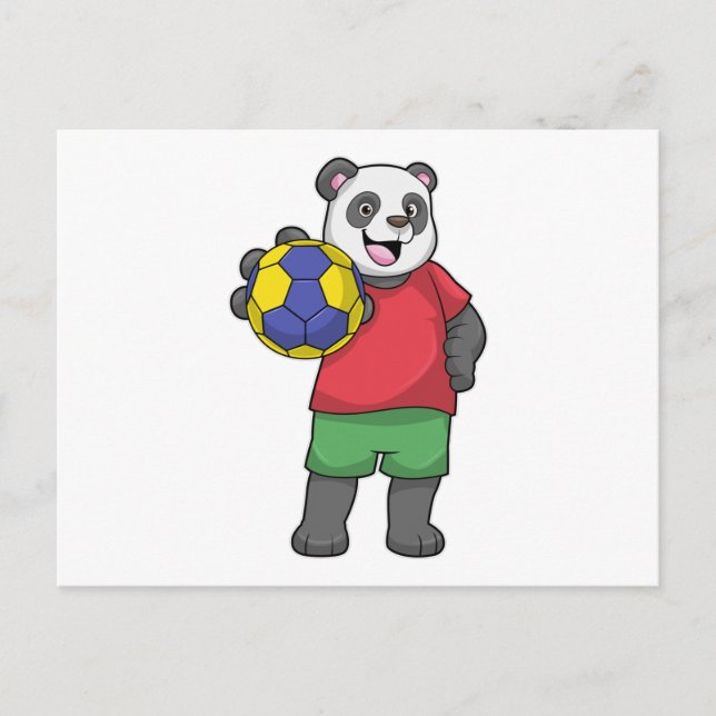Panda mit Handball Sport Postkarte (Vorderseite)