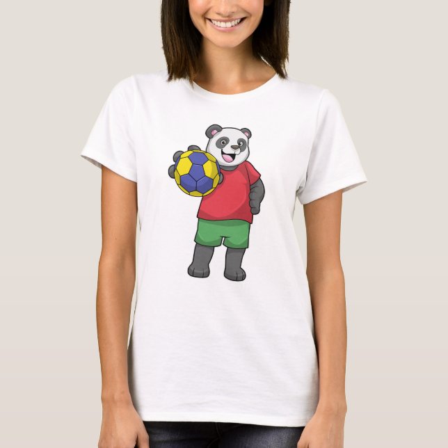 Panda mit Handball Sport T-Shirt (Vorderseite)