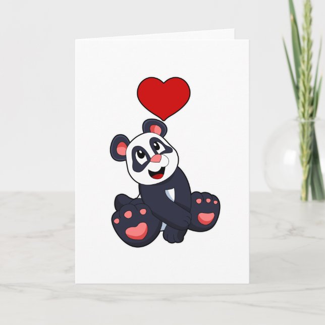 Panda mit Herz Karte (Vorderseite)