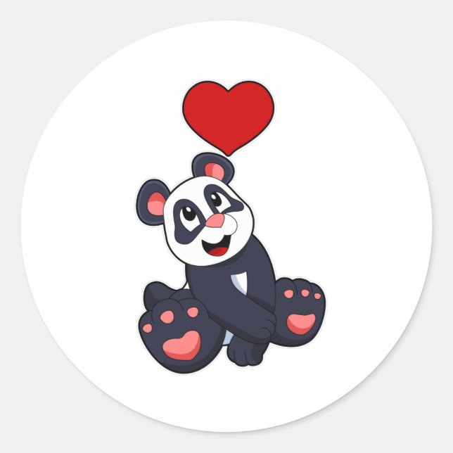 Panda mit Herz Runder Aufkleber (Vorderseite)