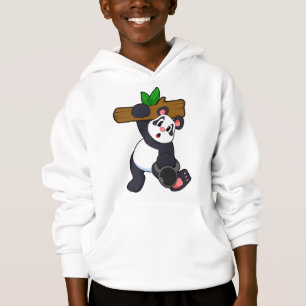 Panda mit Holz bei Krafttraining Hoodie