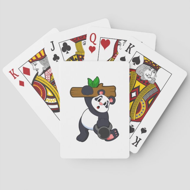 Panda mit Holz bei Krafttraining Spielkarten (Rückseite)