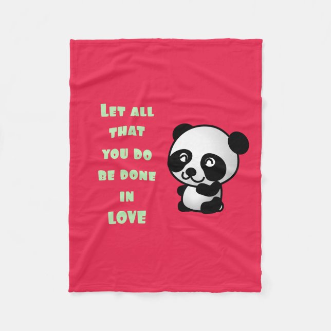 Panda mit inspirierendem Zitat zur Liebe Fleecedecke (Vorderseite)