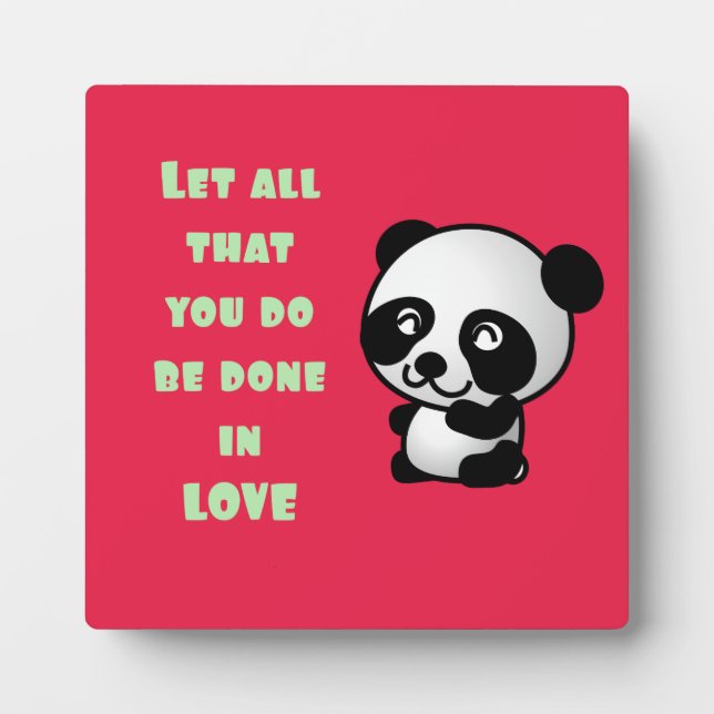 Panda mit inspirierendem Zitat zur Liebe Fotoplatte (Vorderseite)