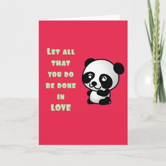 Panda mit inspirierendem Zitat zur Liebe Karte (Vorderseite)