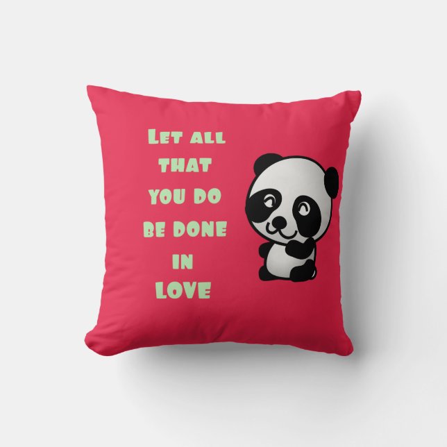 Panda mit inspirierendem Zitat zur Liebe Kissen (Vorderseite)