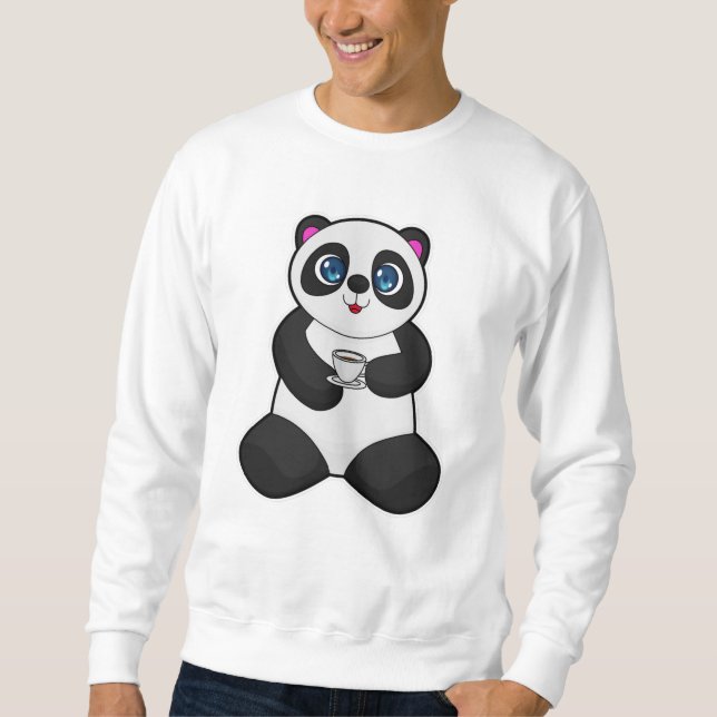 Panda mit Kaffee-Cup Sweatshirt (Vorderseite)