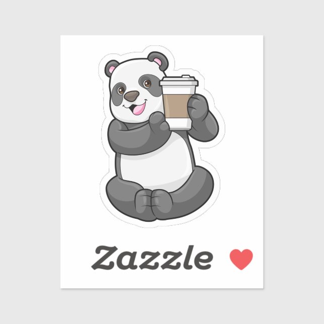 Panda mit Kaffee zum Mitnehmen Aufkleber (Blatt)