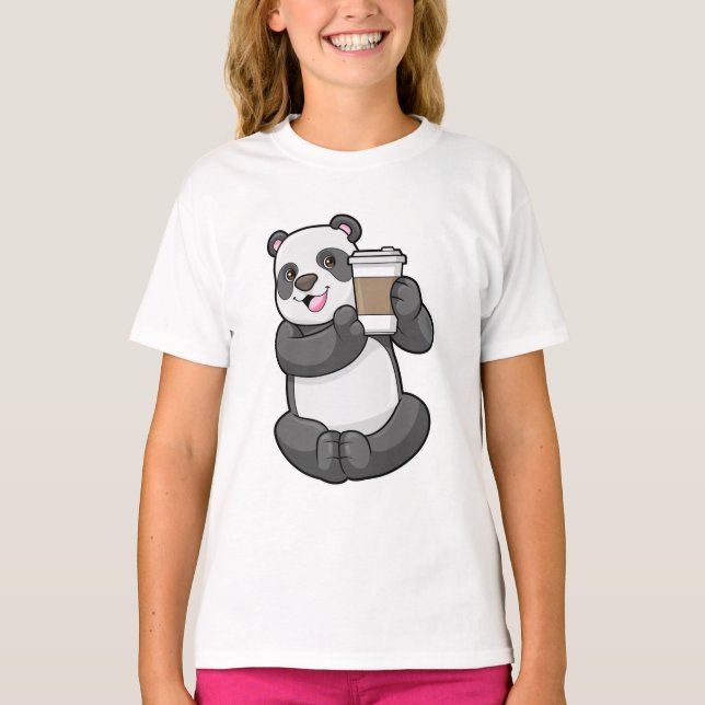 Panda mit Kaffee zum Mitnehmen T-Shirt (Vorderseite)