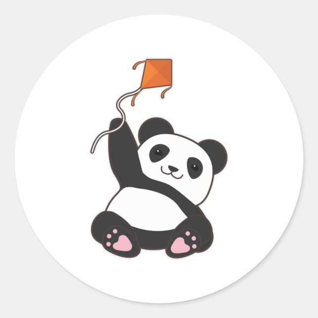 Panda mit Kite Runder Aufkleber (Vorderseite)