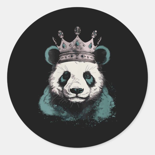 Panda mit Krone Runder Aufkleber (Vorderseite)