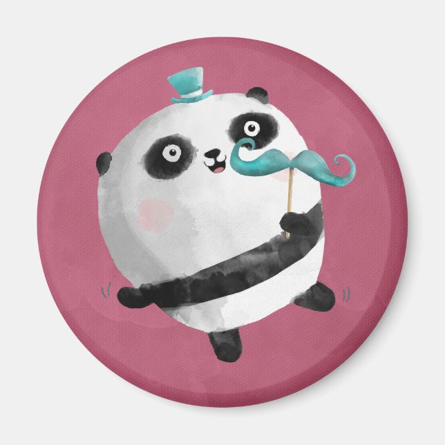 Panda mit Mustaches Magnet (Vorne)