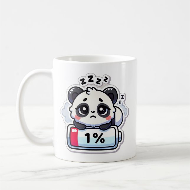 Panda mit niedrigem Akku - Niedliches Chibi-Design Kaffeetasse (Links)