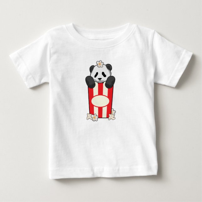 Panda mit Popcorn Baby T-shirt (Vorderseite)