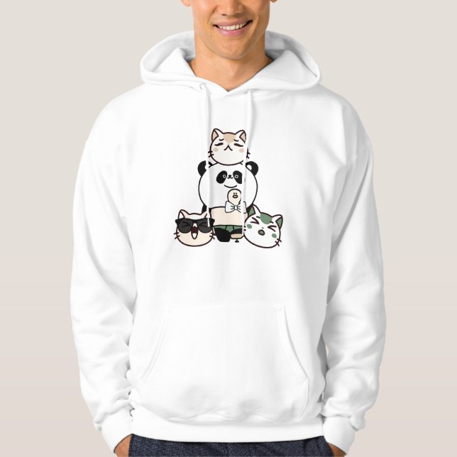 Panda mit Prothese und Katzengruppe Hoodie (Vorderseite)