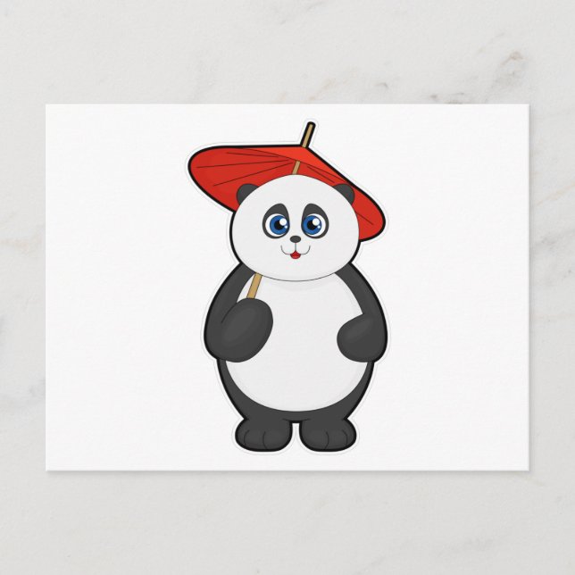 Panda mit Regenschirm Postkarte (Vorderseite)