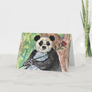 Panda mit Rose Grußkarte Dankeskarte