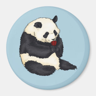 Panda mit roter Teeschale Magnet
