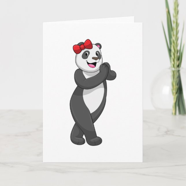 Panda mit Schleife Karte (Vorderseite)