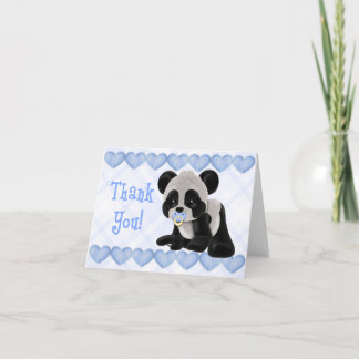 Panda mit Schnuller Blue Hearts Danke Karte