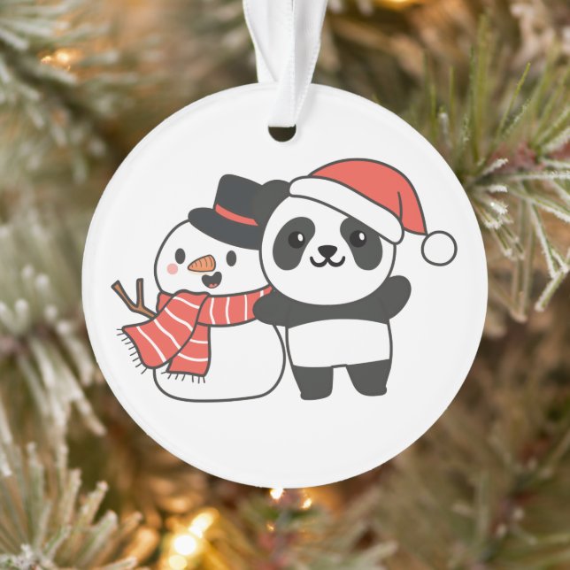 Panda mit Snowman im Winter für Weihnachtsbaum Ornament (Baum)