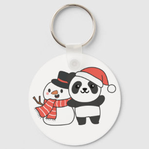 Panda mit Snowman im Winter zu Weihnachten Keychai Schlüsselanhänger