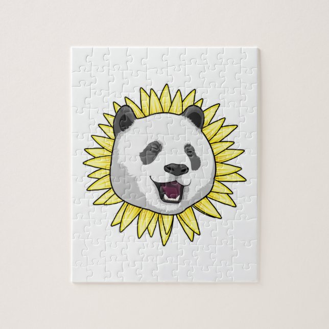 Panda mit Sonnenblume (Vertikal)
