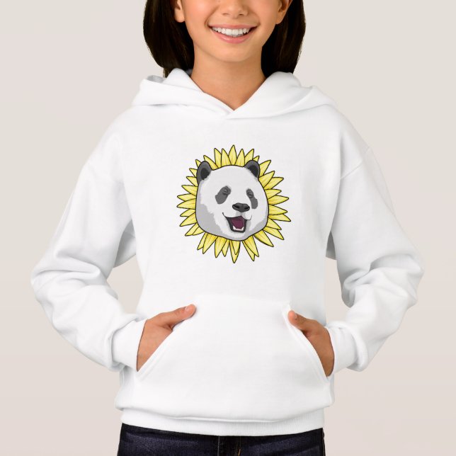 Panda mit Sonnenblume Hoodie (Vorderseite)