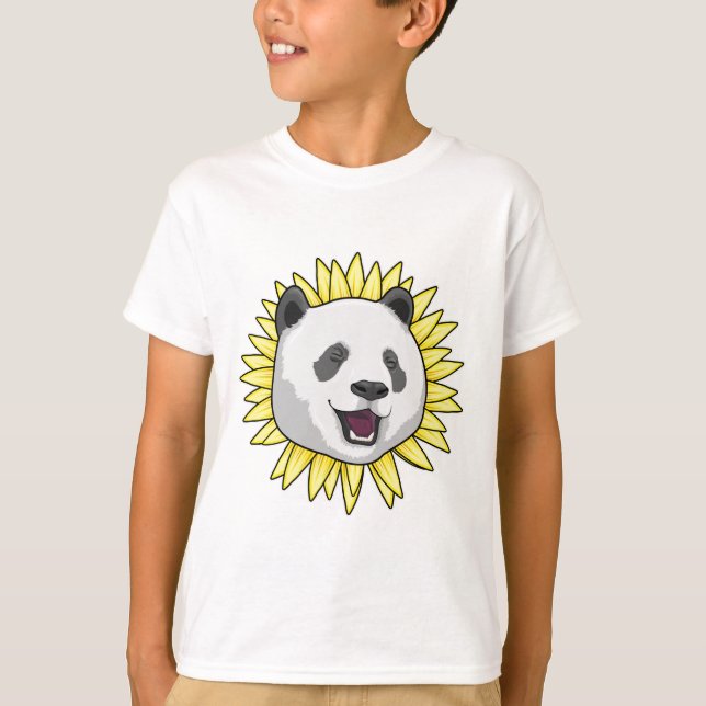 Panda mit Sonnenblume T-Shirt (Vorderseite)