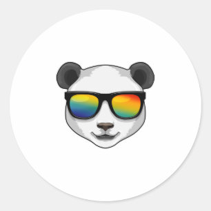 Panda mit Sonnenbrille Runder Aufkleber