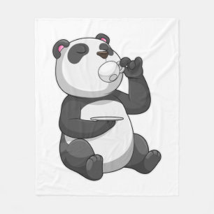 Panda mit Teecup Fleecedecke
