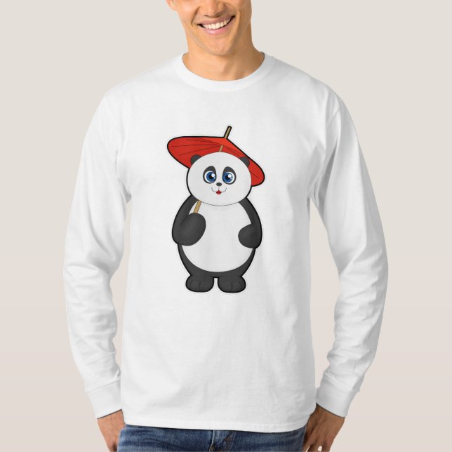 Panda mit Umbrella T-Shirt (Vorderseite)