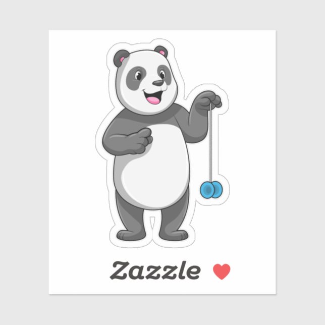Panda mit Yo-yo Aufkleber (Blatt)