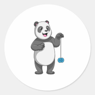 Panda mit Yo-yo Runder Aufkleber