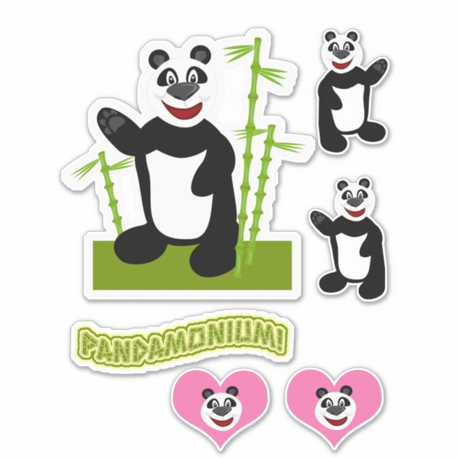 Panda-monium Niedlich Cartoon Panda Bären Set Aufkleber (Vorderseite)