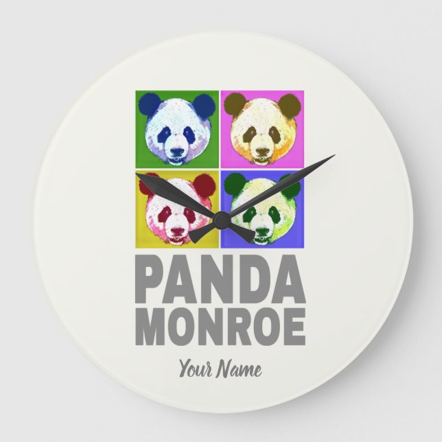 Panda Monroe Bear Pop Große Wanduhr (Vorderseite)