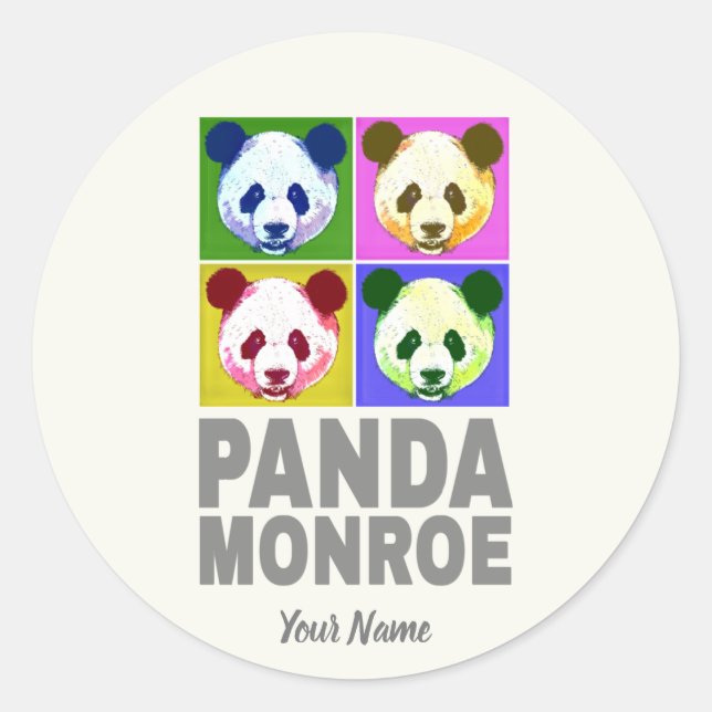 Panda Monroe Bear Pop Runder Aufkleber (Vorderseite)