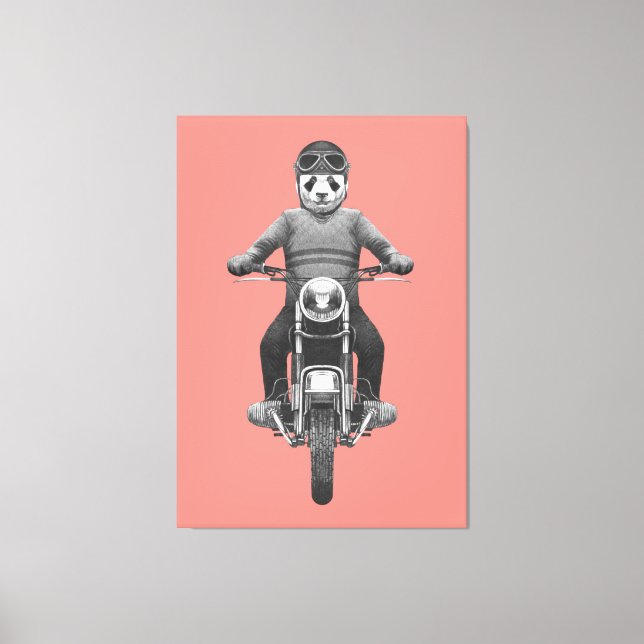 Panda Motorcyle Rider Leinwanddruck (Vorderseite)