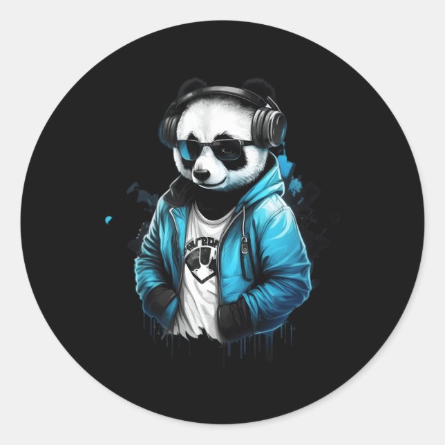 Panda Music Dj Controller Gaming Panda Runder Aufkleber (Vorderseite)